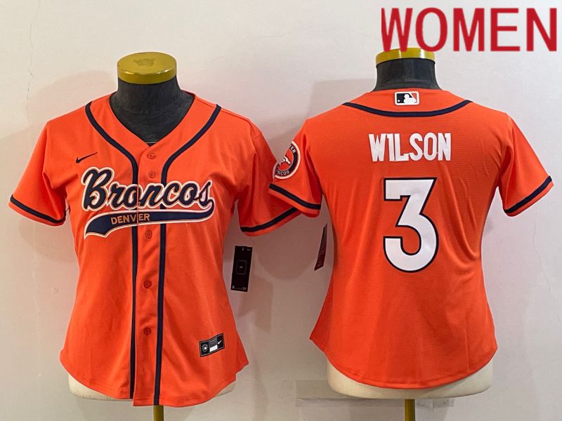 Women Denver Broncos 3 Wilson Orange 2022 Nike Co branded NFL Jersey